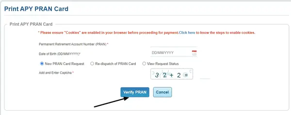 Atal Pension Yojana Print Pran Card